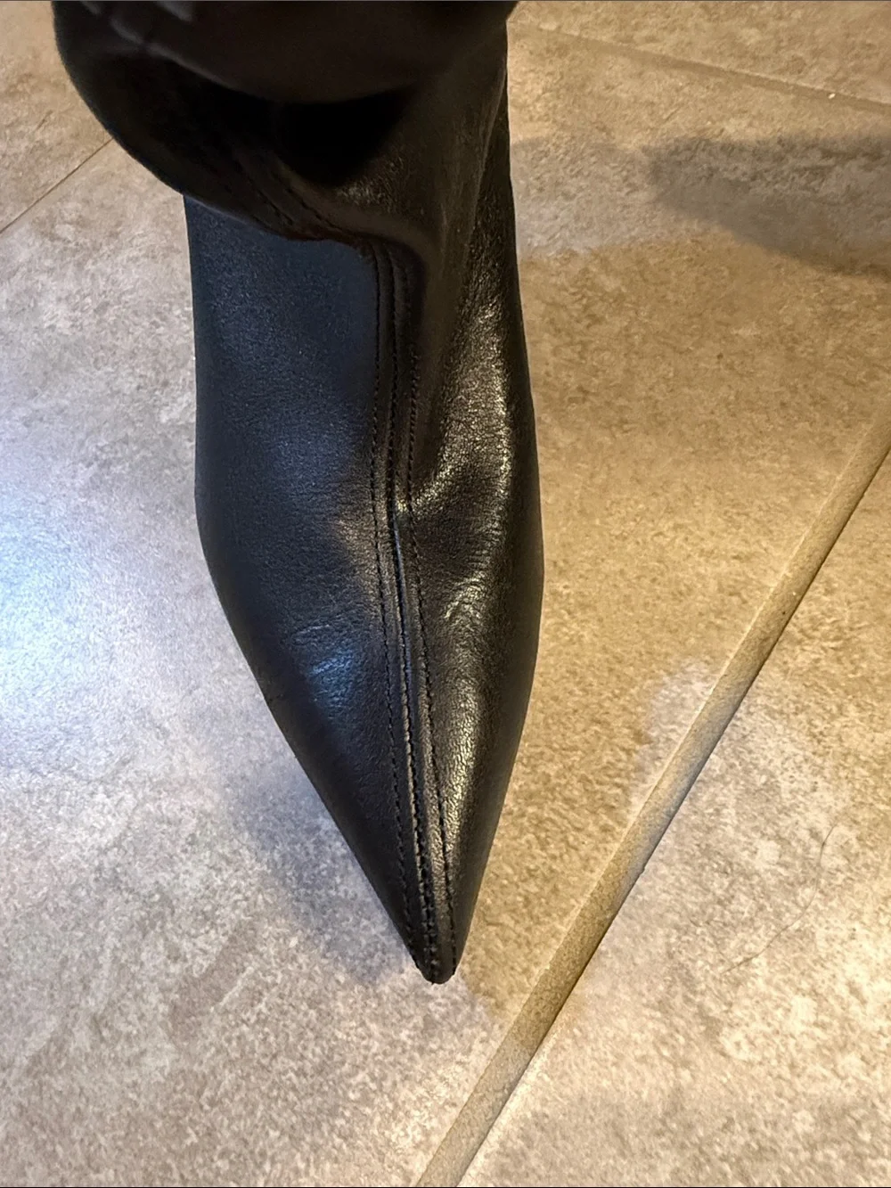 Balmain Black Slouchy Pointed-Toe Over-the-Knee Boots
